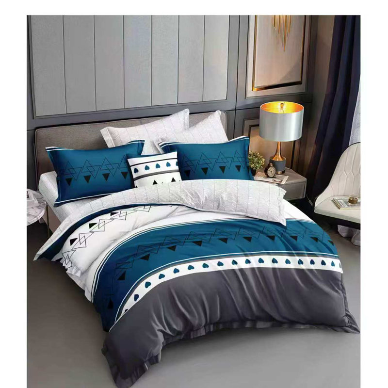9pcs Quilt Bedding Set Blue Stripe Bedspread Queen Size for Bedroom, Lightweight Comforter with 2 Pillow Shams, 6 Matching Curtains 86x86In