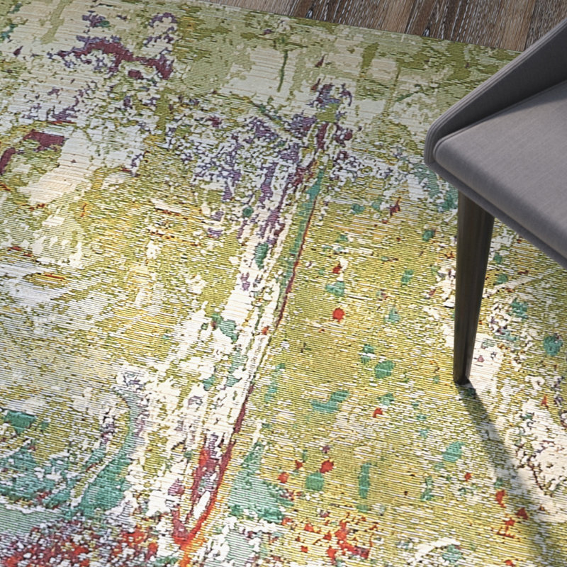 Tapis d'intérieur / extérieur multicolore à motif abstrait Trona, Rectangle 8 p x 11 pi 4 po