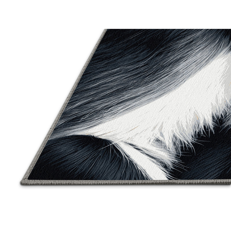  Tapis lavable noir et blanc Colobus, Rectangle 4pi x 6 pi