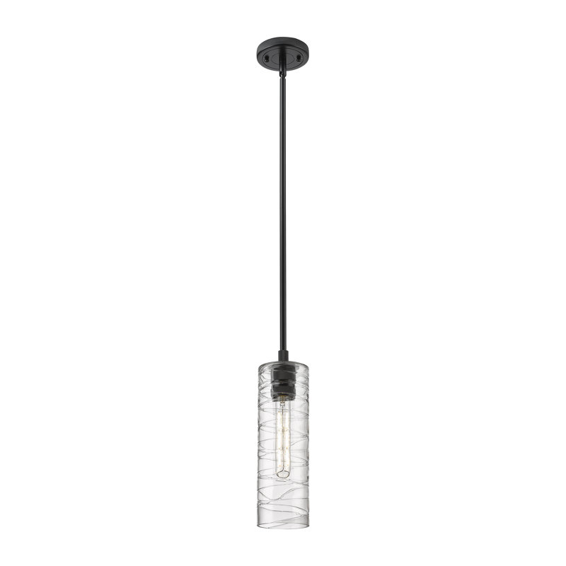 Luminaire suspendu 1 tige Crown Point, H 13,25 po x l 4,5 po x P 4,5 po, Tourbillon déco, Noir mat