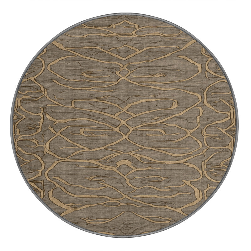 Machine Washable Turkish Gray Area Rug, Round 3'