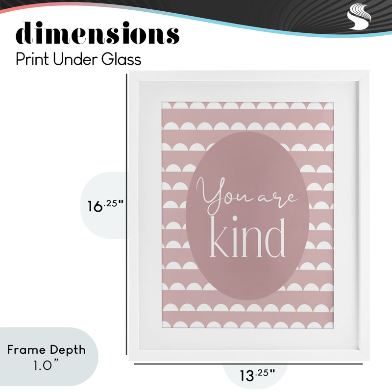 «You Are Kind Blush», reproduction encadrée sous verre rose, design par Christine Simpson Art, H 16 po x l 13 po