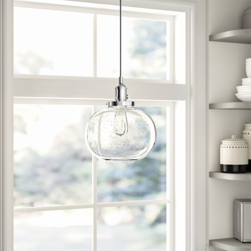 Luminaire suspendu sphère 1 lumière Antioch, Nickel brossé