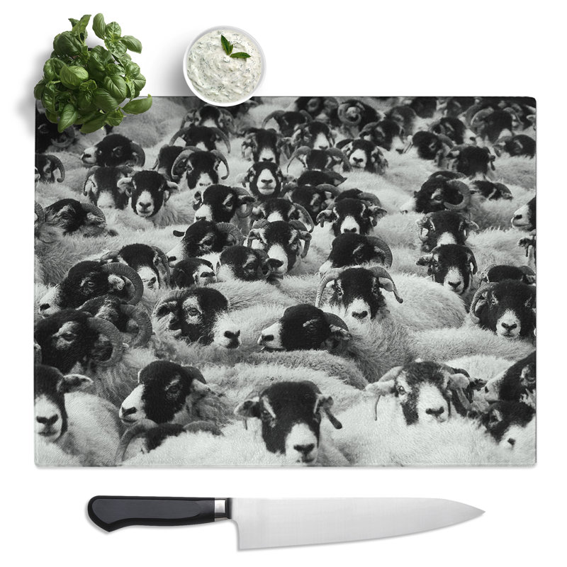 Flock Of Sheep  Glass Chopping Board