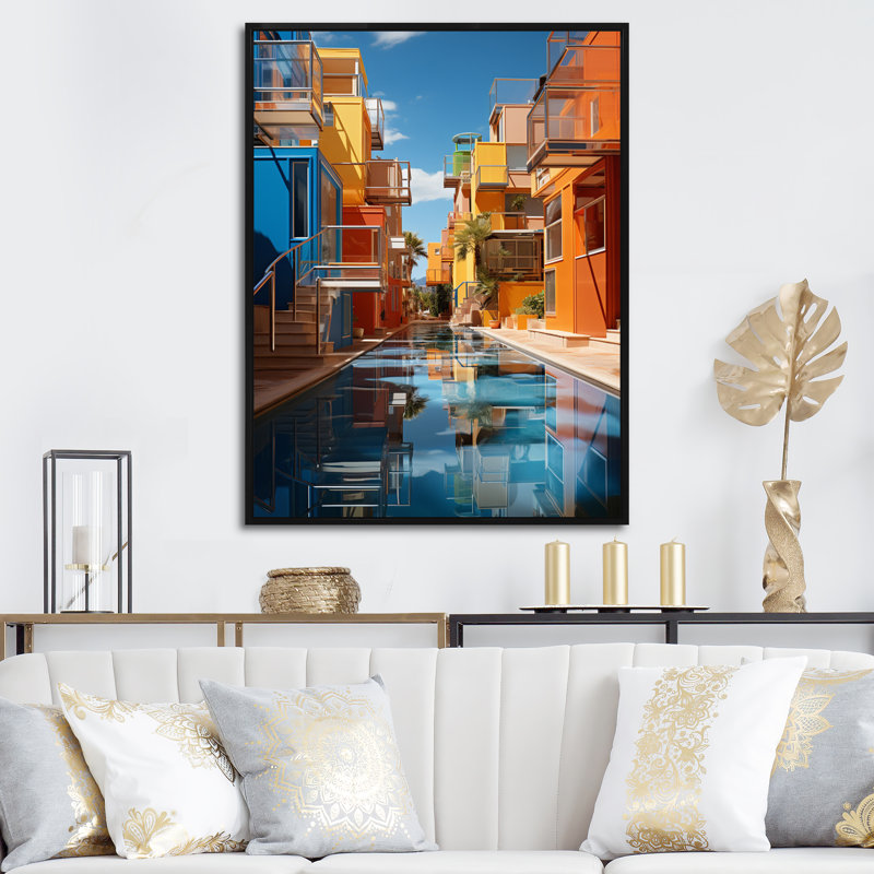 Urban kaléidoscope urbain II sur toile, H 20 po x l 12 po x P 1 po, Cadre flottant noir