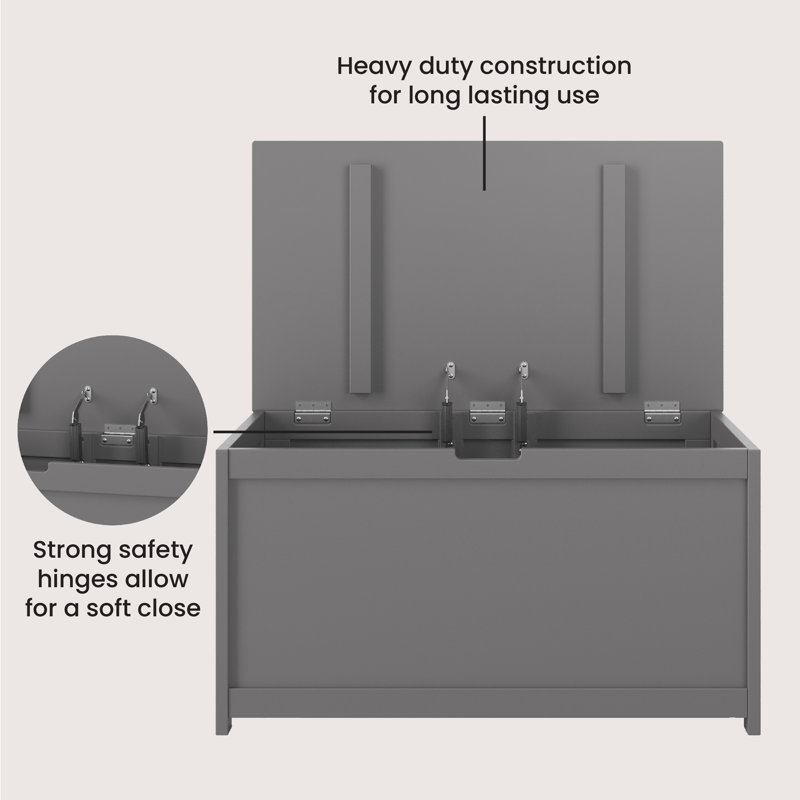 Cool Gray Wooden Kids' Toy Storage Chest, 33"