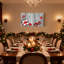 Ensemble de 3 impressions sur toile, fond en bois de Noël avec décorations de Noël-120562989