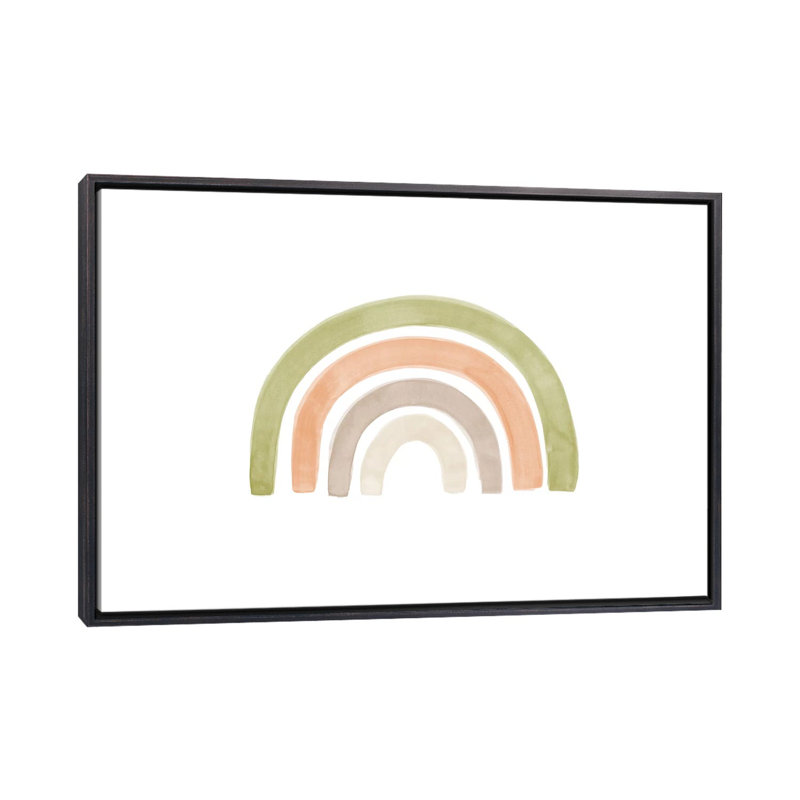 Aquarelle arc-en-ciel I - impression, Toile avec cadre noir patiné, Pas de tapis, H 40 po x l 60 po x 1,5 po