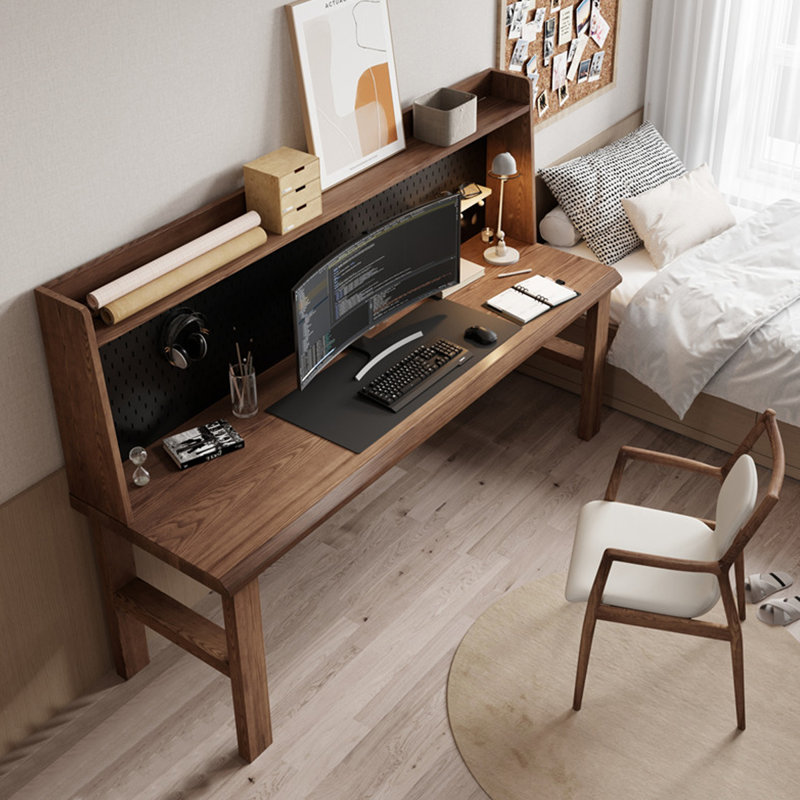 Bureau d'écriture rectangulaire en bois massif brun noisette, bureau d'ordinateur, H 53,15 po x l 70,87 po x P 23,62 po