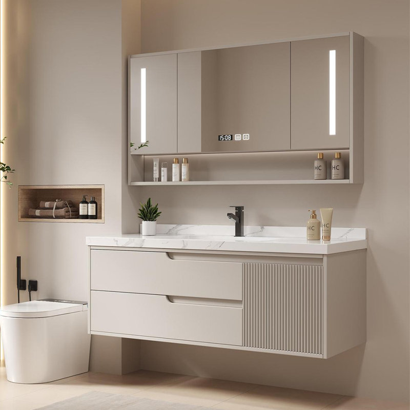 Armoire de salle de bain simple de style crème Vanitie