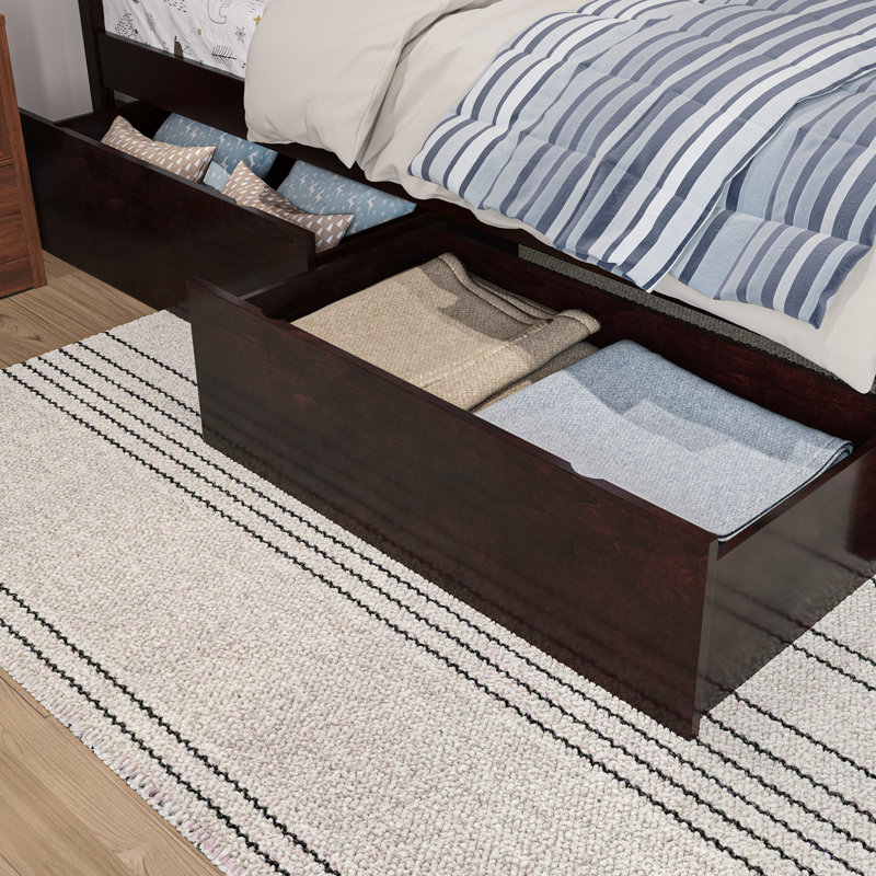 Tiroirs de rangement sous le lit Rasnick, Espresso, Simple / Double
