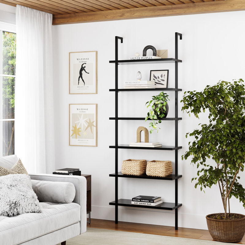 Vallon Ladder Bookcase, Matte Black/Matte Black