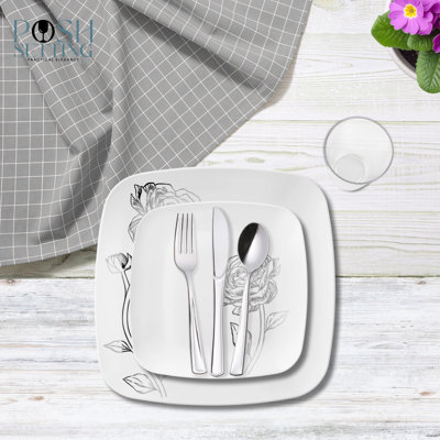 Posh Setting 840 Piece White And Silver Plastic Party Bundle - Peony (120 Settings)