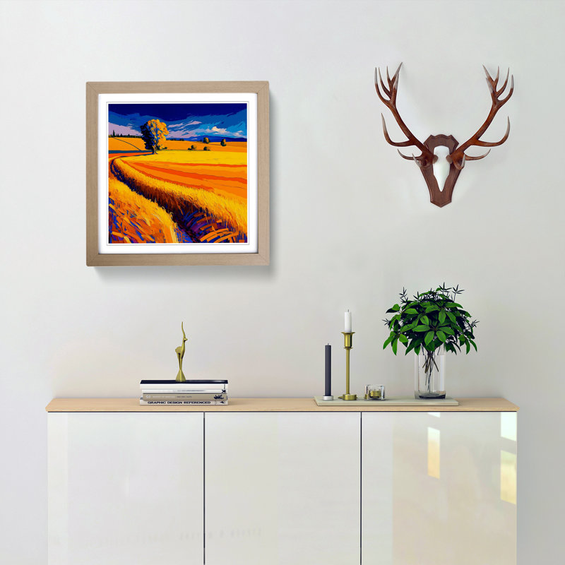 Wheatfield Fauvism - Framed Print, Oak