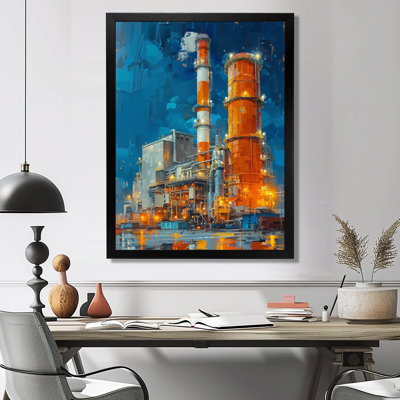 Orange et bleu Energy Power Plant II - Power Plants Wall Art Living Room