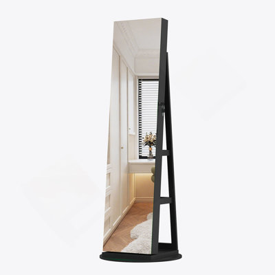 360°Swivel Jewelry Cabinet With Full Length Mirro