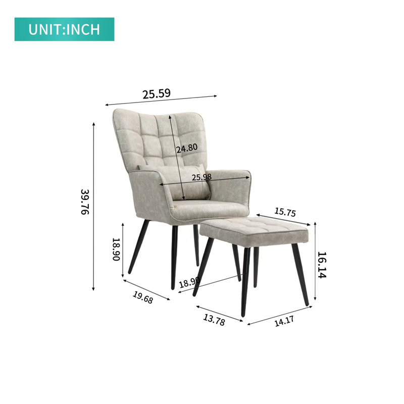 Fauteuil d'appoint avec repose-pieds Modern, Similicuir beige