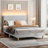 Abe Aadi Corduroy Upholstered Platform Bed with Channel-Tufted Headboard, Modern Bed Frame with Soft Padded Edges and Ambient LED-755949446-755949444-599356191