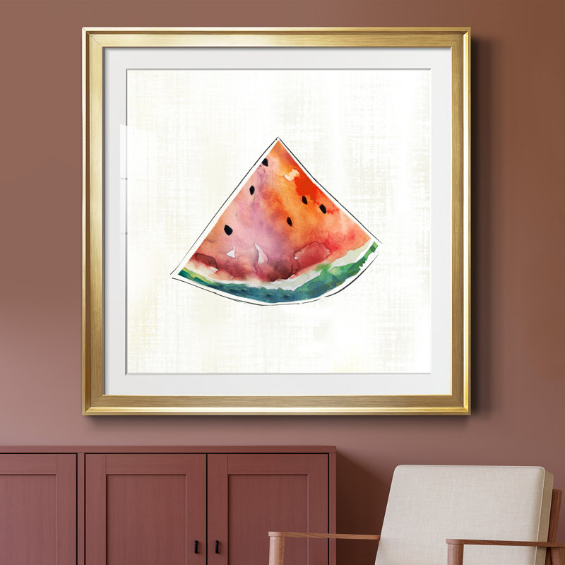 Happy Melon - peinture encadrée, H 26,5 po x l 26,5 po x P 1,5 po, Cadre doré