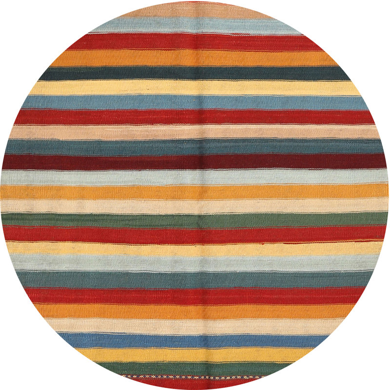 Tapis orange/rouge/jaune contemporain, Rond 5 pi