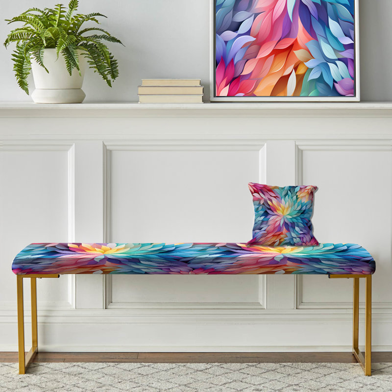 Renewed Energy Mediation - Geometric Upholstered Gold Bench