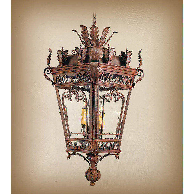 Lustre géométrique à 3 lumières avec détails en fer forgé