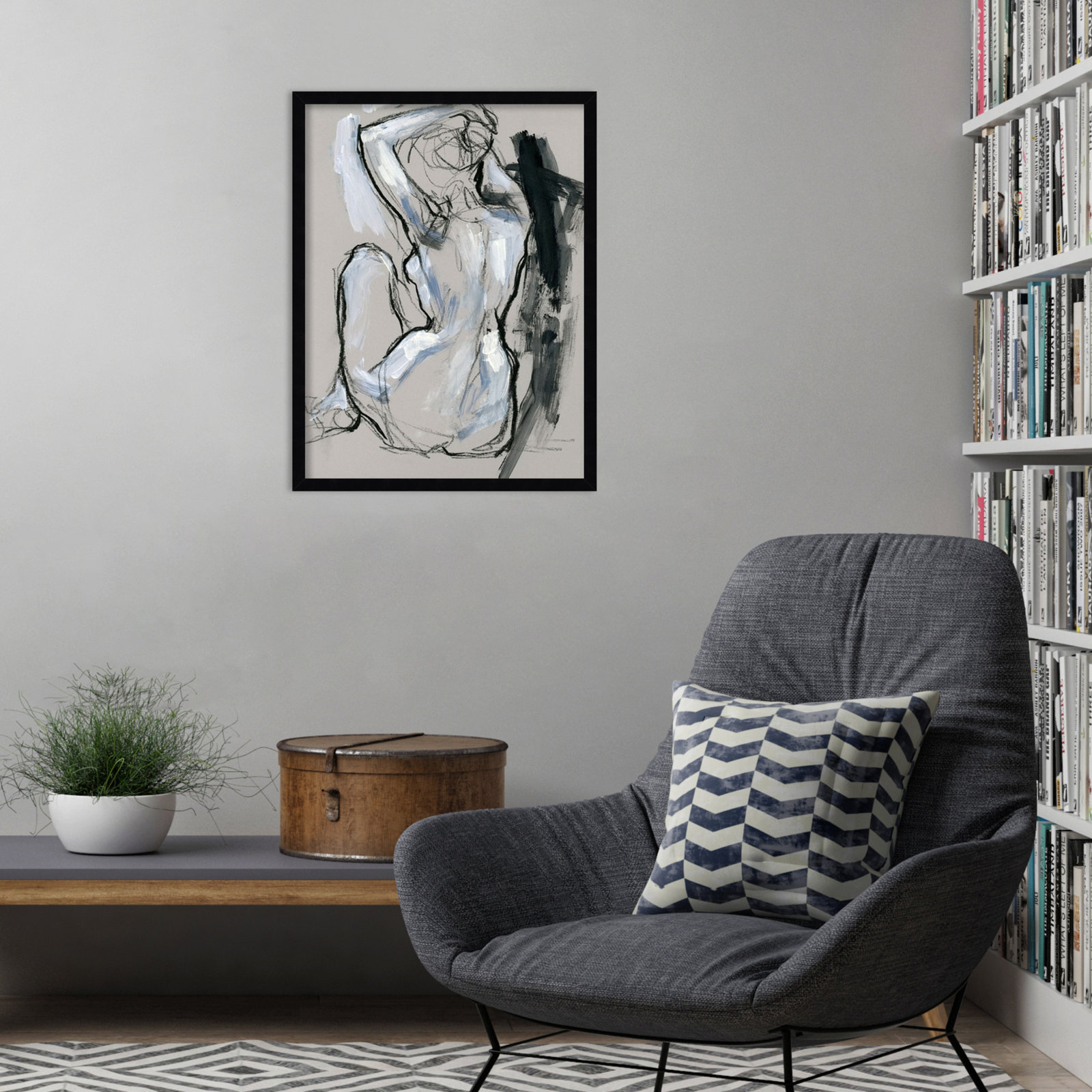 Onyx Gestures I Print, Black, 25" H x 19" W