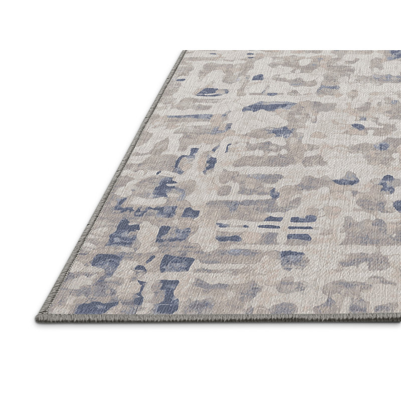 Machine Washable Gray Area Rug, Square 3'