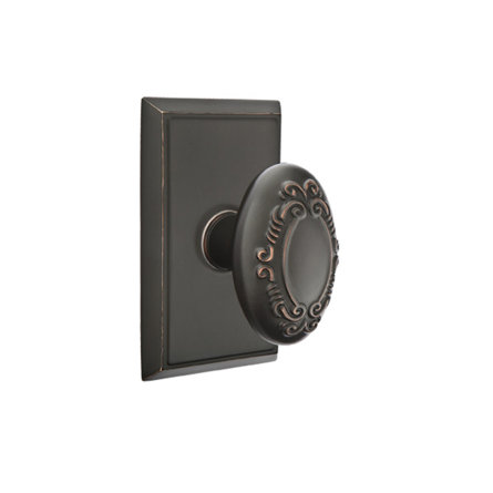 Emtek Passage Knobset w/ Rectangular Rosette and Victoria Knob