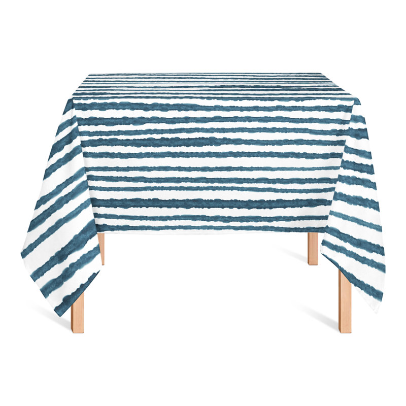 Nappe carrée à rayures en polyester, Bleu marine