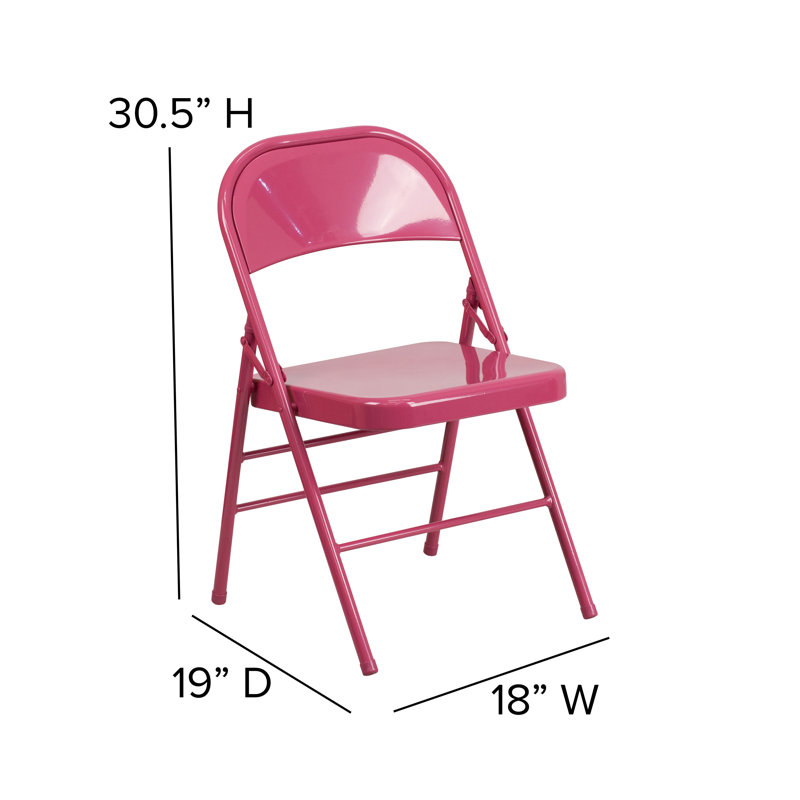 Oliverson Double Braced Metal Folding Chair, Fuchsia