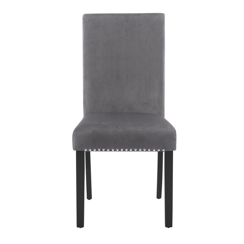 Ebeling 19'' H Velvet Upholstered Side Chair, Gray