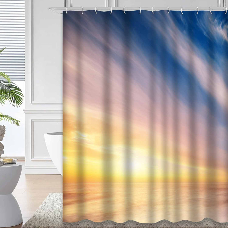 Rideau de douche avec 12 crochets Sunset, L 72 po x l 78 po