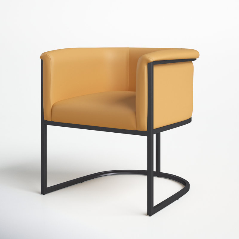 Virgil Faux Leather Upholstered Arm Chair, Saddle, 1