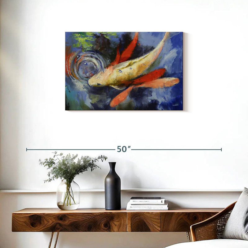 Koi And Water Ripples, 20" H x 30" W