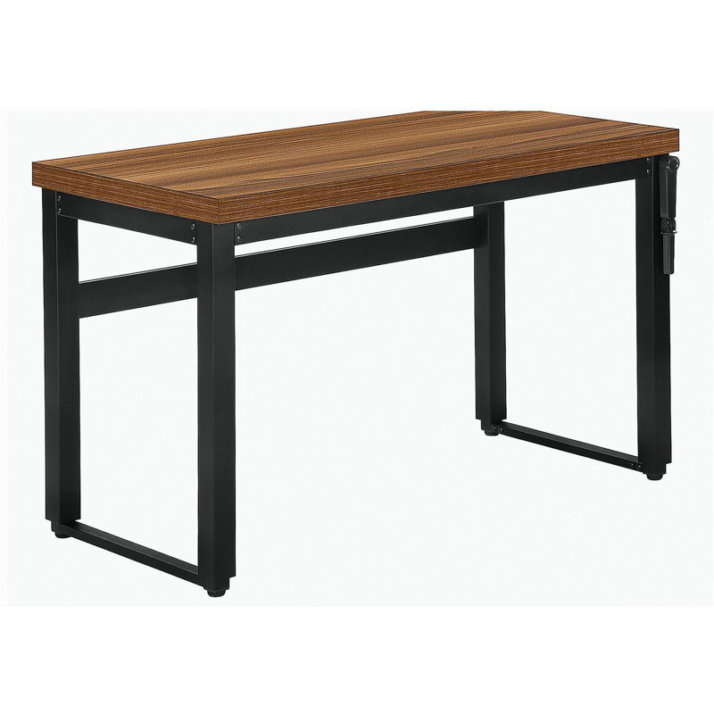 Bureau d'ordinateur, bureau personnel, debout, réglable, l 48 po, ordinateur portable, stratifié noyer, métal noir, contemporain, moderne