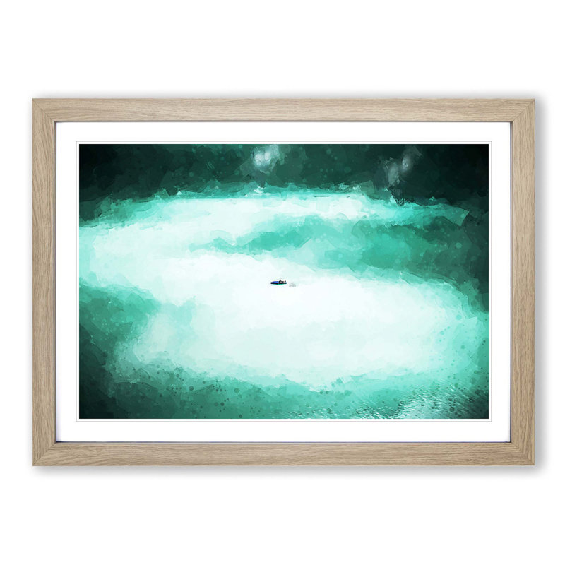 Rowing Boat in Switzerland in Abstract - Picture Frame Graphic Art Print, 60cm H x 91cm W x 2cm D, Oak