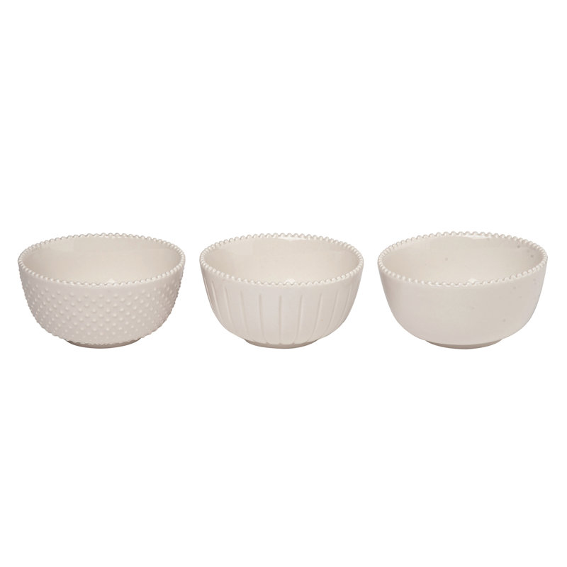 Ensemble de 3 bols en grès texturé blanc 4 po