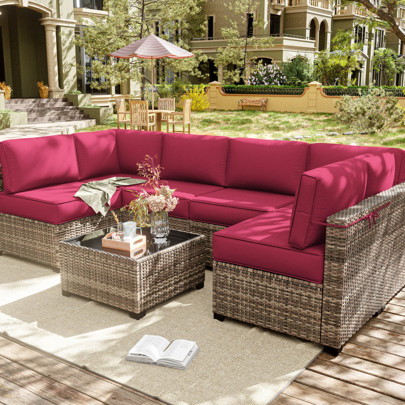 14-Piece Outdoor Seating Group Cushion Cover, Only Covers, Pink