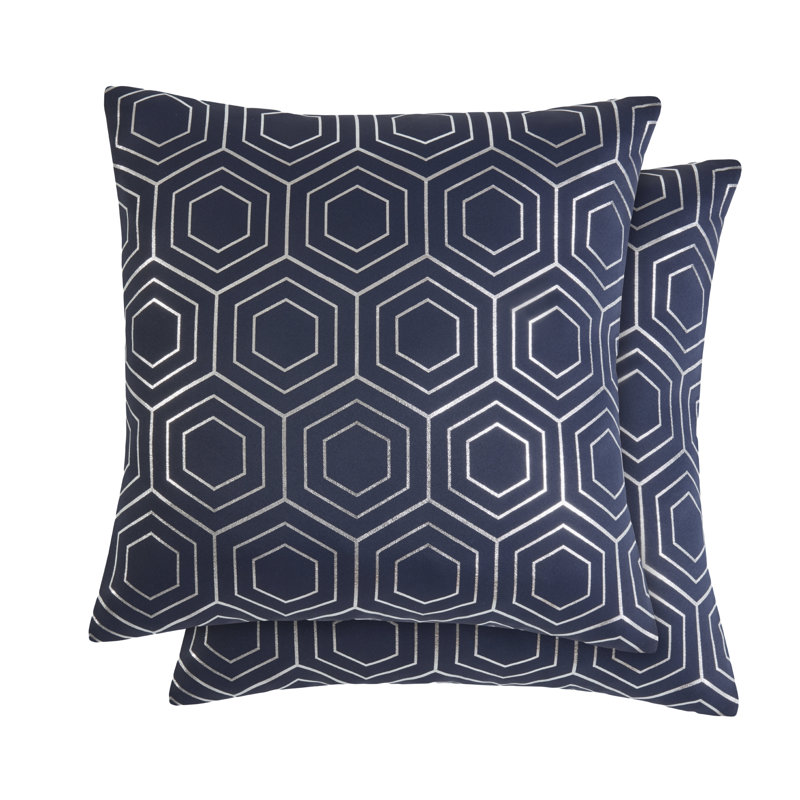 Hartford Geometric Square Throw Pillow Cover, Navy