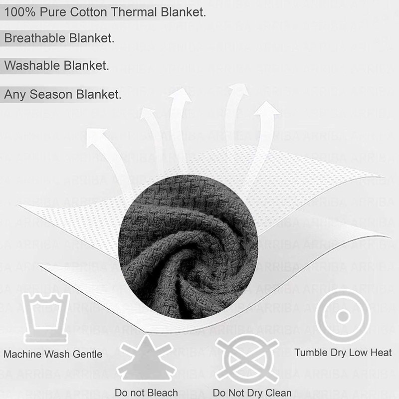 Hand Woven Throw Blanket, King, Gray