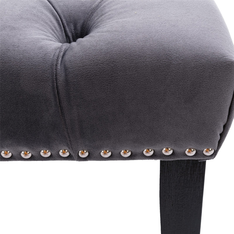 Banc rembourré en velours d'hévéa, Gris foncé, Gris foncé, Noir