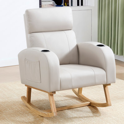 Chaise berçante rembourrée avec grandes poches et porte-gobelet