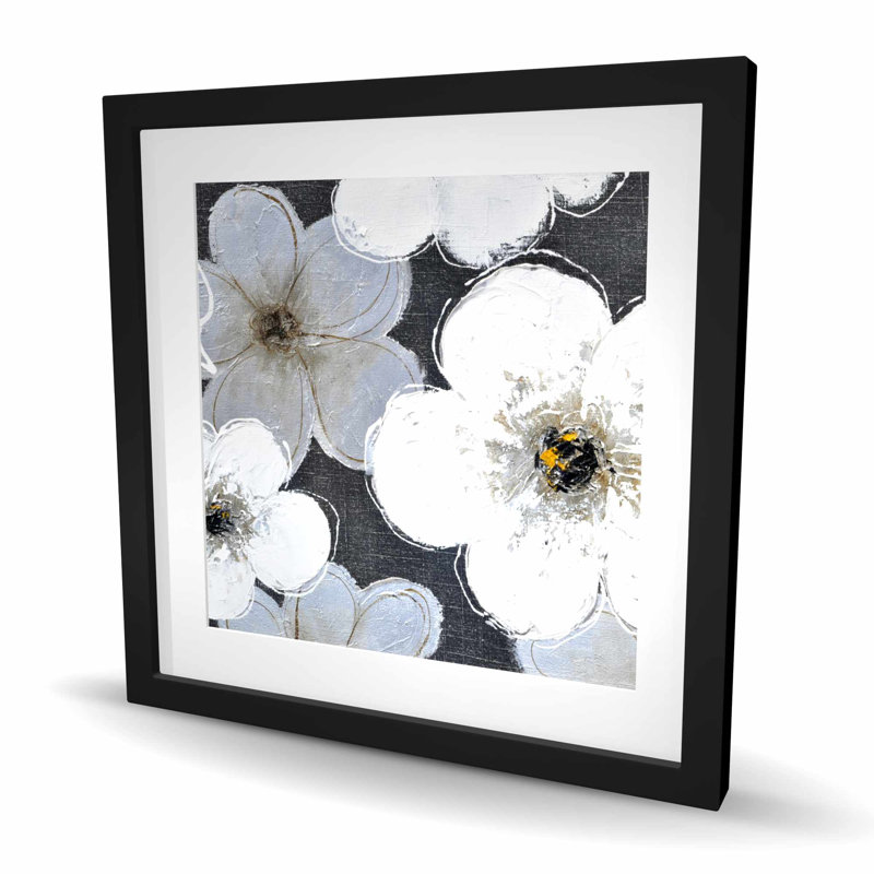 Fleurs grises - salon contemporain, impression encadrée