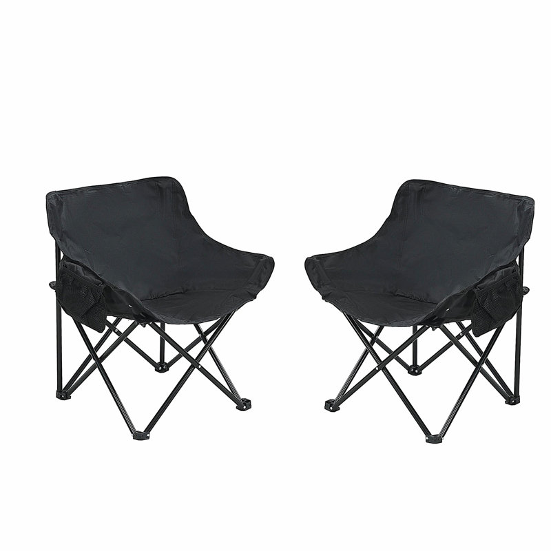 2 chaises de camping d'extérieur pliables / portatives, sac de transport, noir