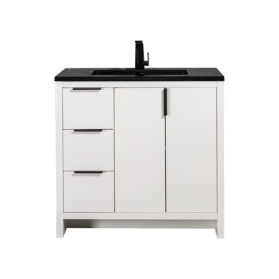 Ensemble de meuble-lavabo simple 35 po avec plateau en marbre