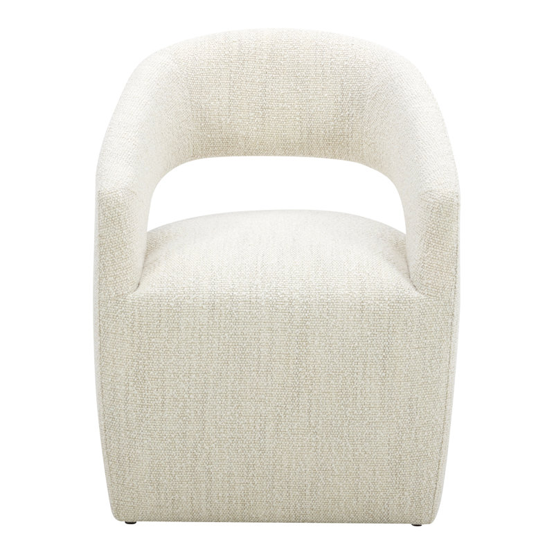 Camino Performance Fabric Rolling Arm Chair, Off White Boucle