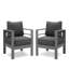 Ensemble de conversation 4 pièces pour patio moderne en aluminium 4 pièces, canapé d'extérieur 5 places avec coussins épais gris foncé et structure grise et table basse