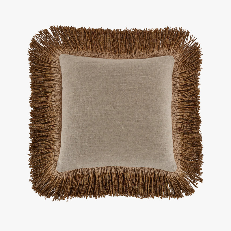 Indigo Seas Jute Fringe Pillow Cover & Insert, Bronze