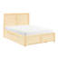 Structure de lit contemporaine, lit double, bois de pin et lit gigogne, finition bois, lattes